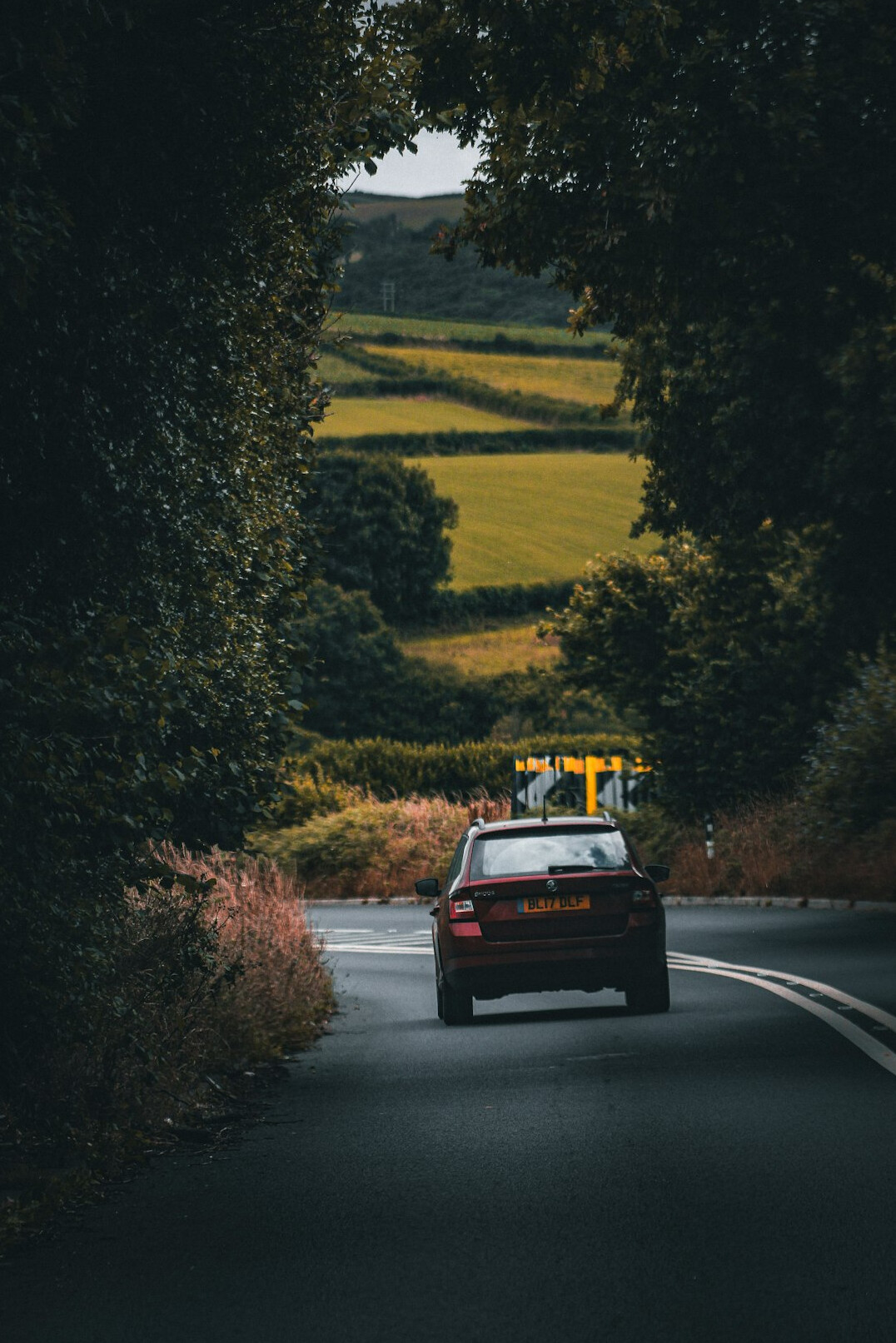 Car on a scenic country road